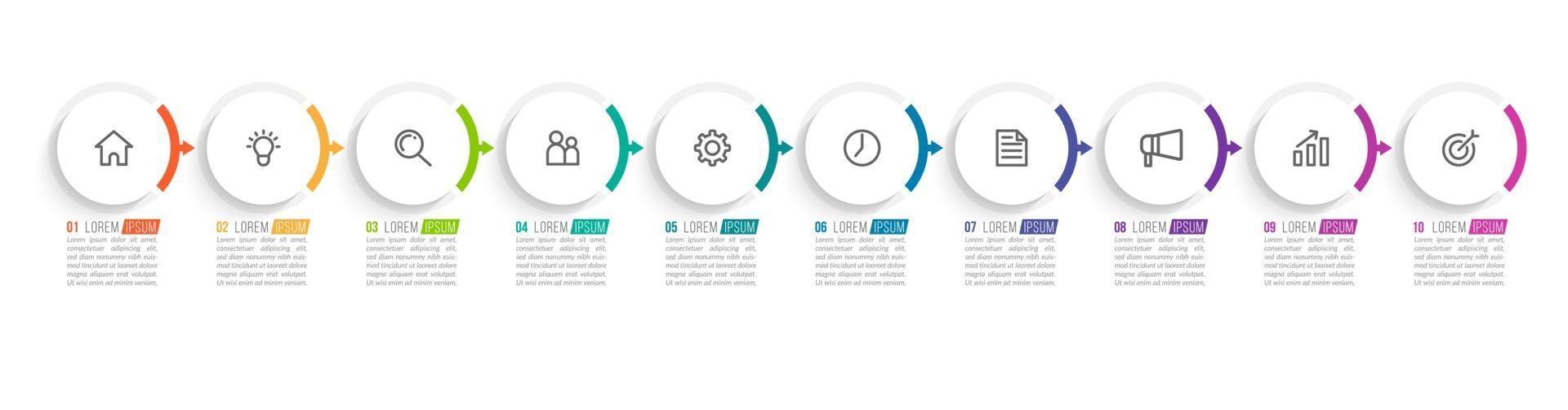 10 Steps Infographic for Business Presentation vector