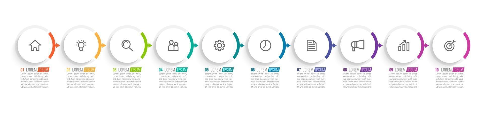 10 Steps Infographic for Business Presentation vector