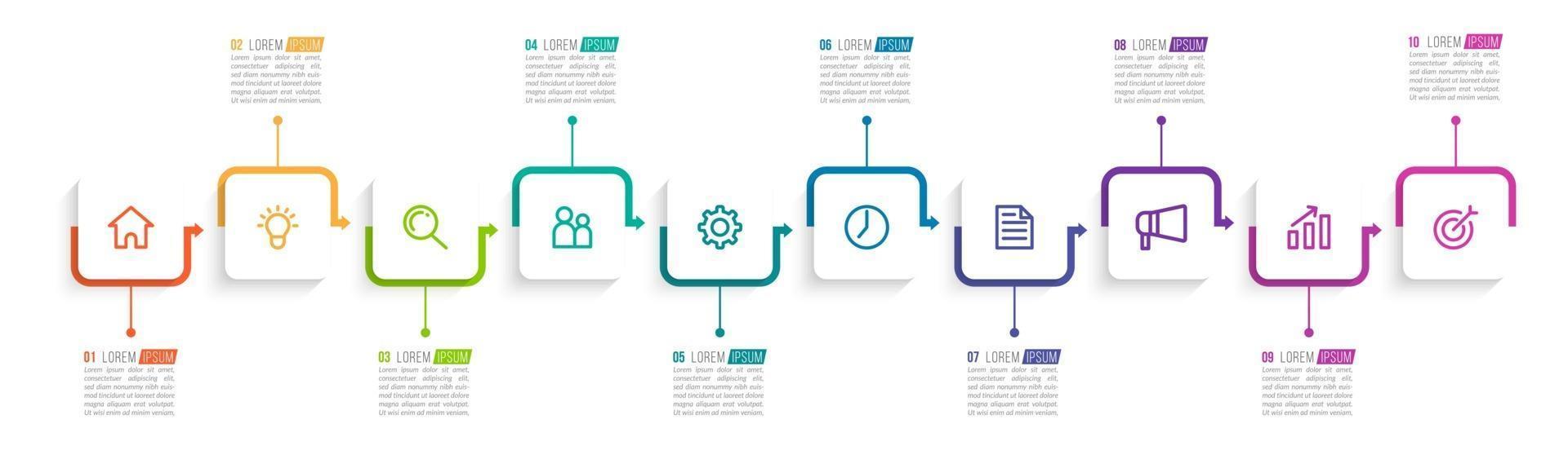 Infografía de 10 pasos para presentación empresarial. vector