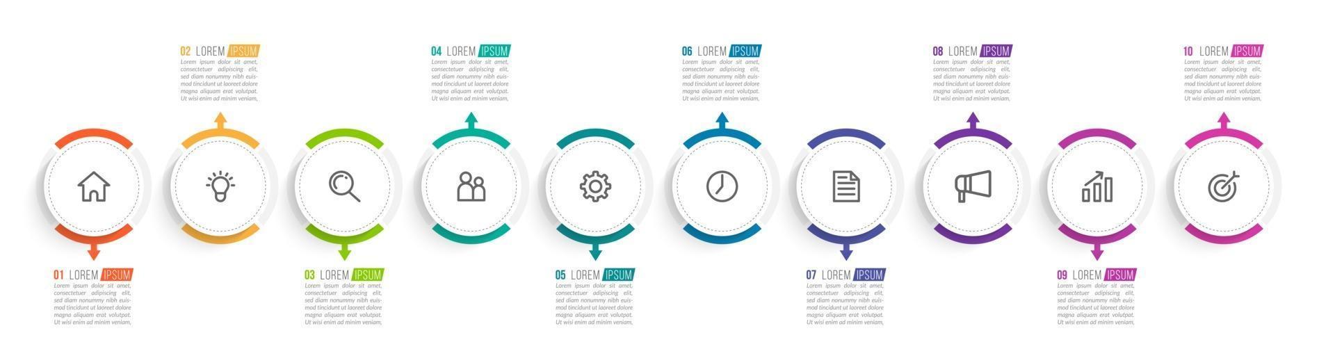 10 Steps Infographic for Business Presentation vector