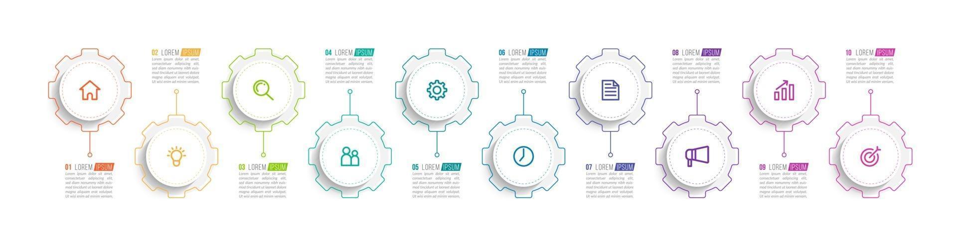10 Steps Infographic for Business Presentation vector