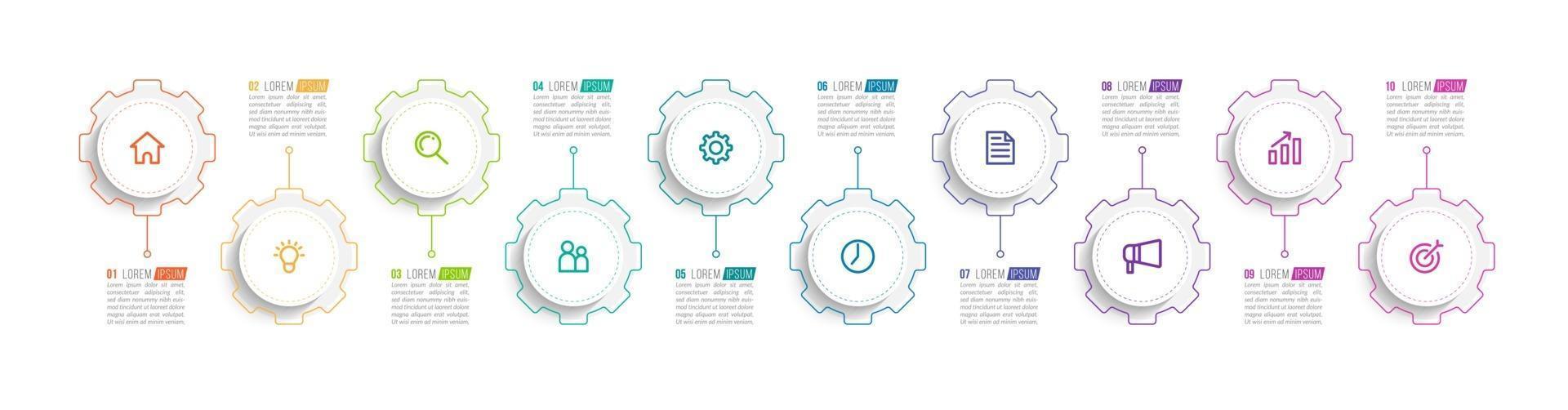 10 Steps Infographic for Business Presentation vector