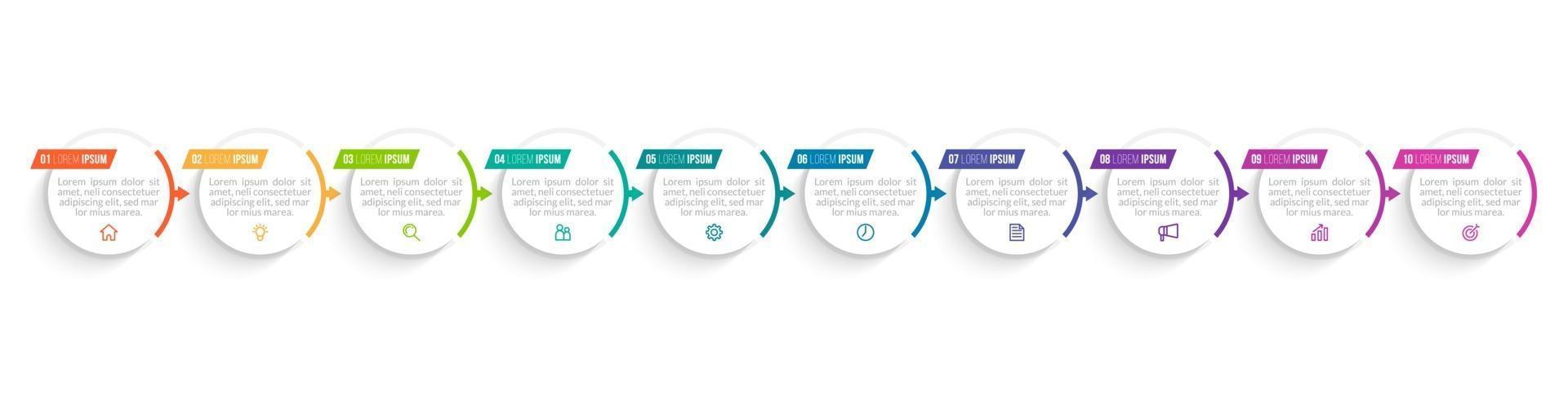 10 Steps Infographic for Business Presentation vector