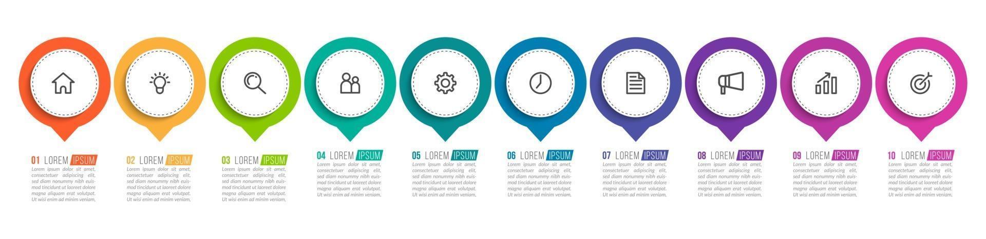 10 Steps Infographic for Business Presentation vector