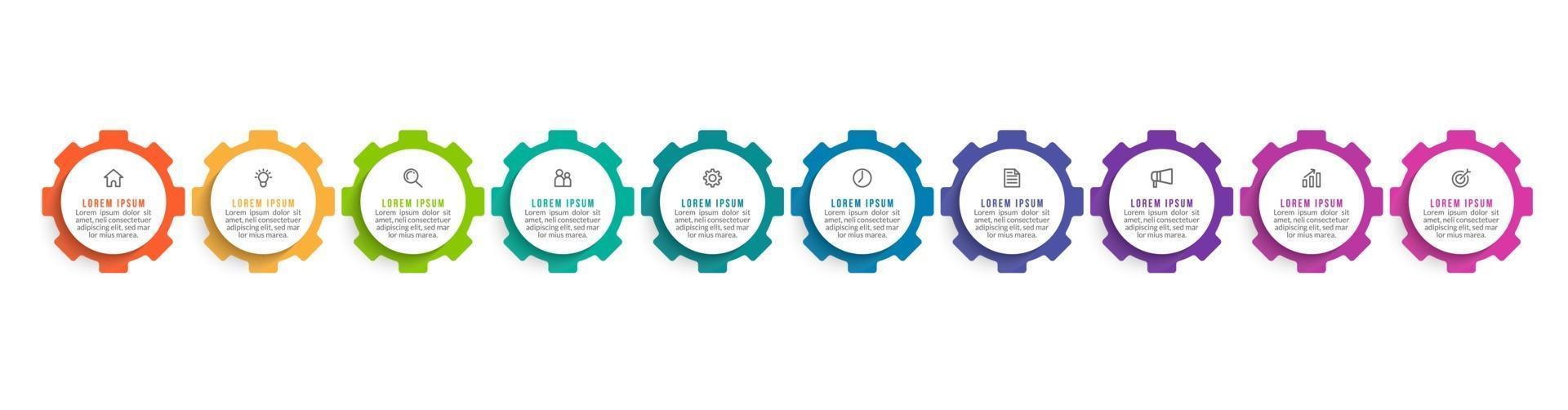 10 Steps Infographic for Business Presentation vector