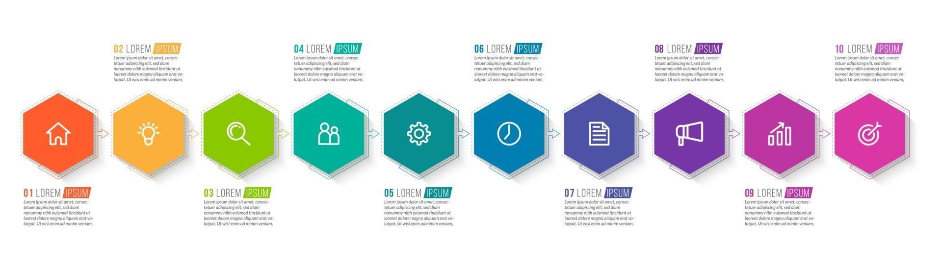 10 Steps Infographic for Business Presentation vector