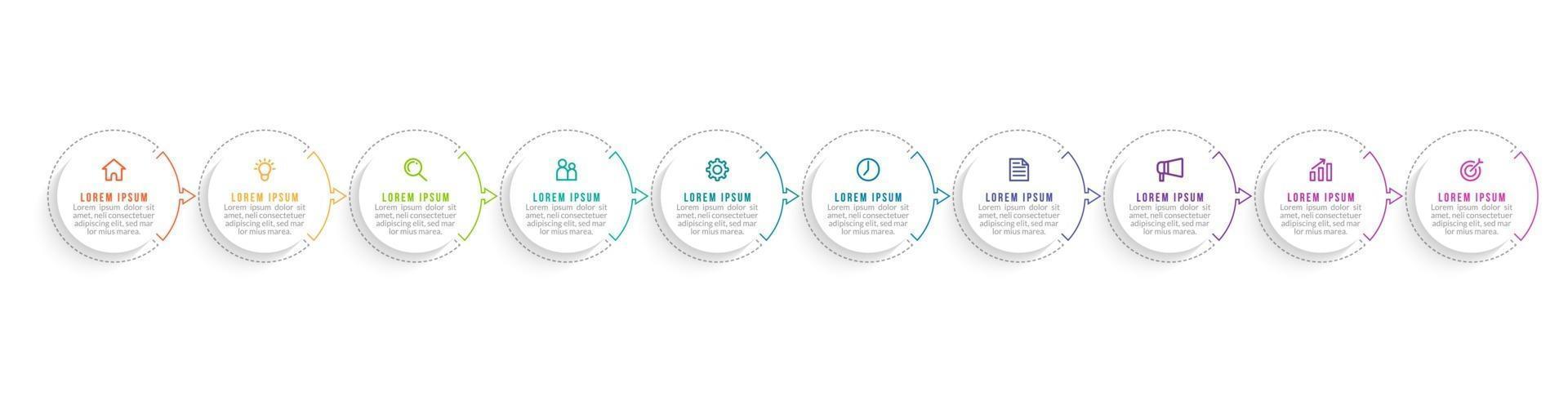 10 Steps Infographic for Business Presentation vector