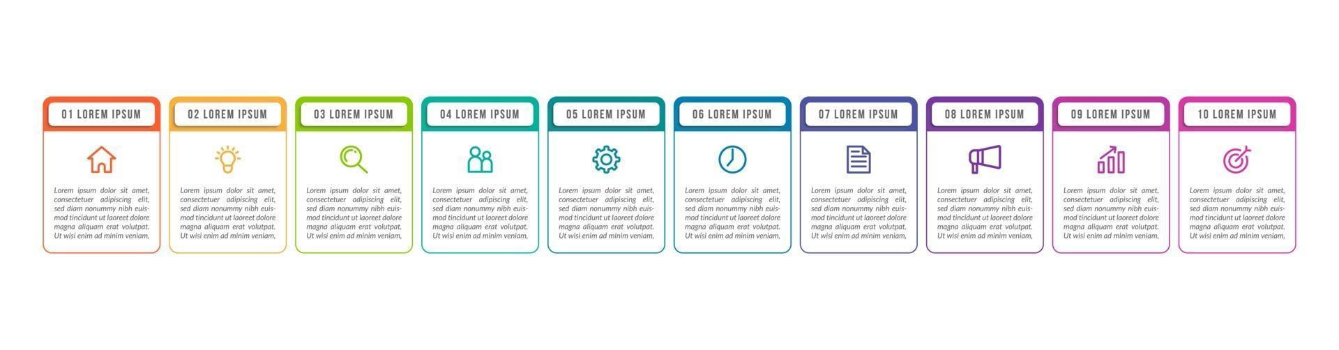 10 Steps Infographic for Business Presentation vector