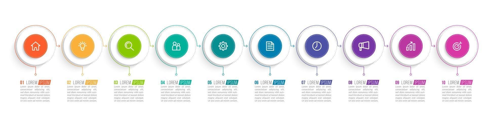 10 Steps Infographic for Business Presentation vector