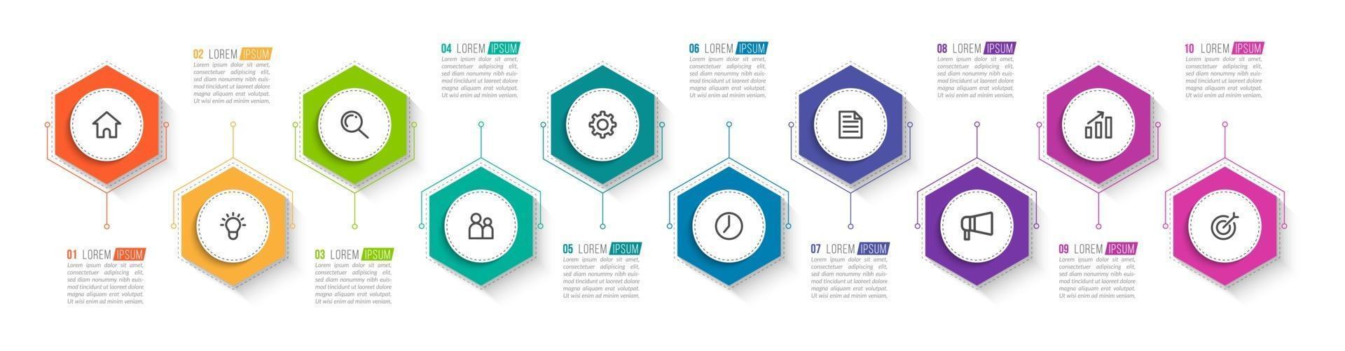 10 Steps Infographic for Business Presentation vector