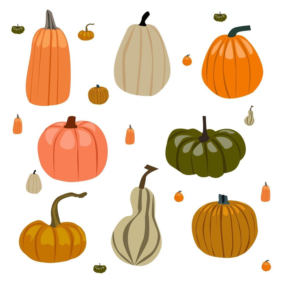 conjunto de temas de otoño de calabaza vector