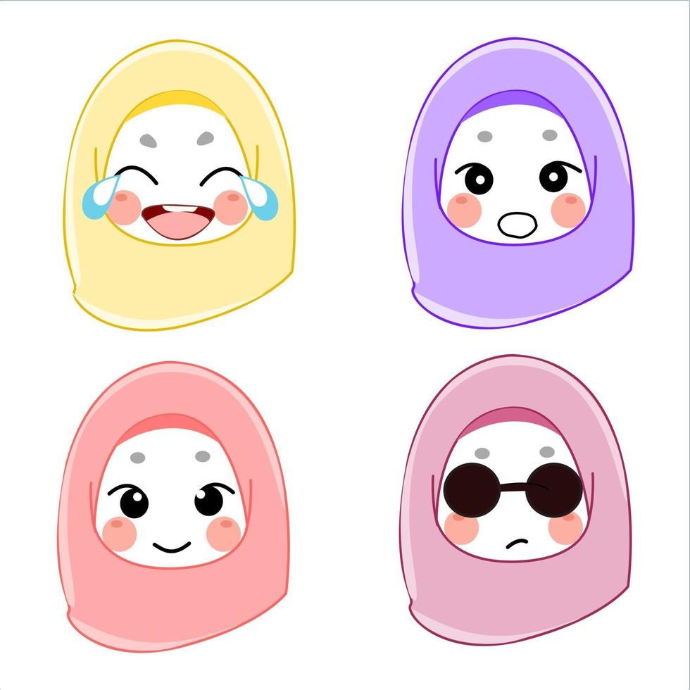 set of muslim women avatars vector