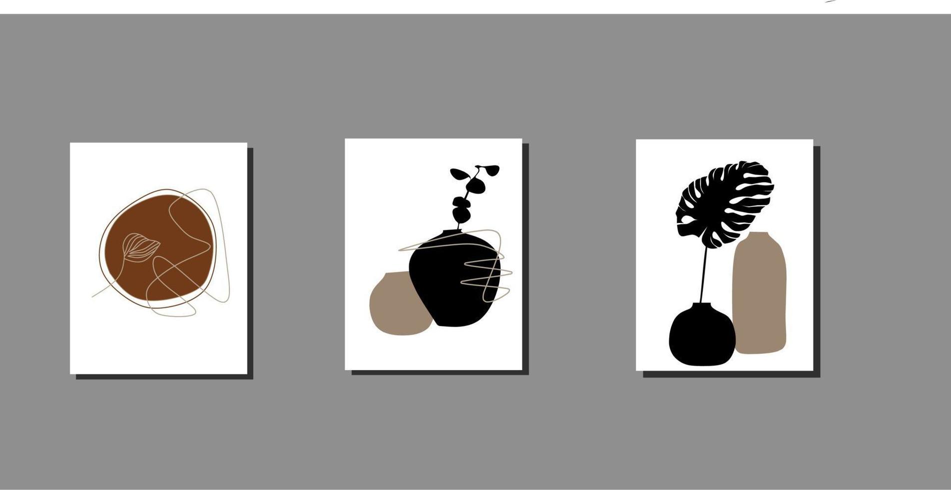 Modern minimalist flower pot abstract aesthetic illustration vector