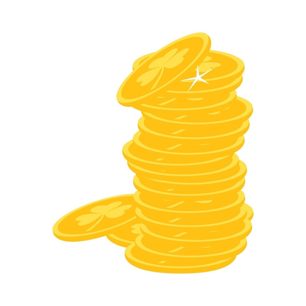 Stack of gold coins in a cartoon style. The vector illustration