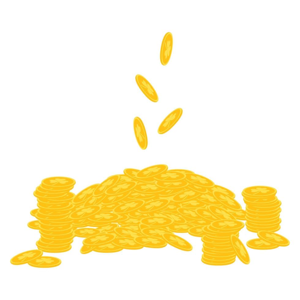 día de san patricio una pila de monedas de oro estilo de dibujos animados. vector