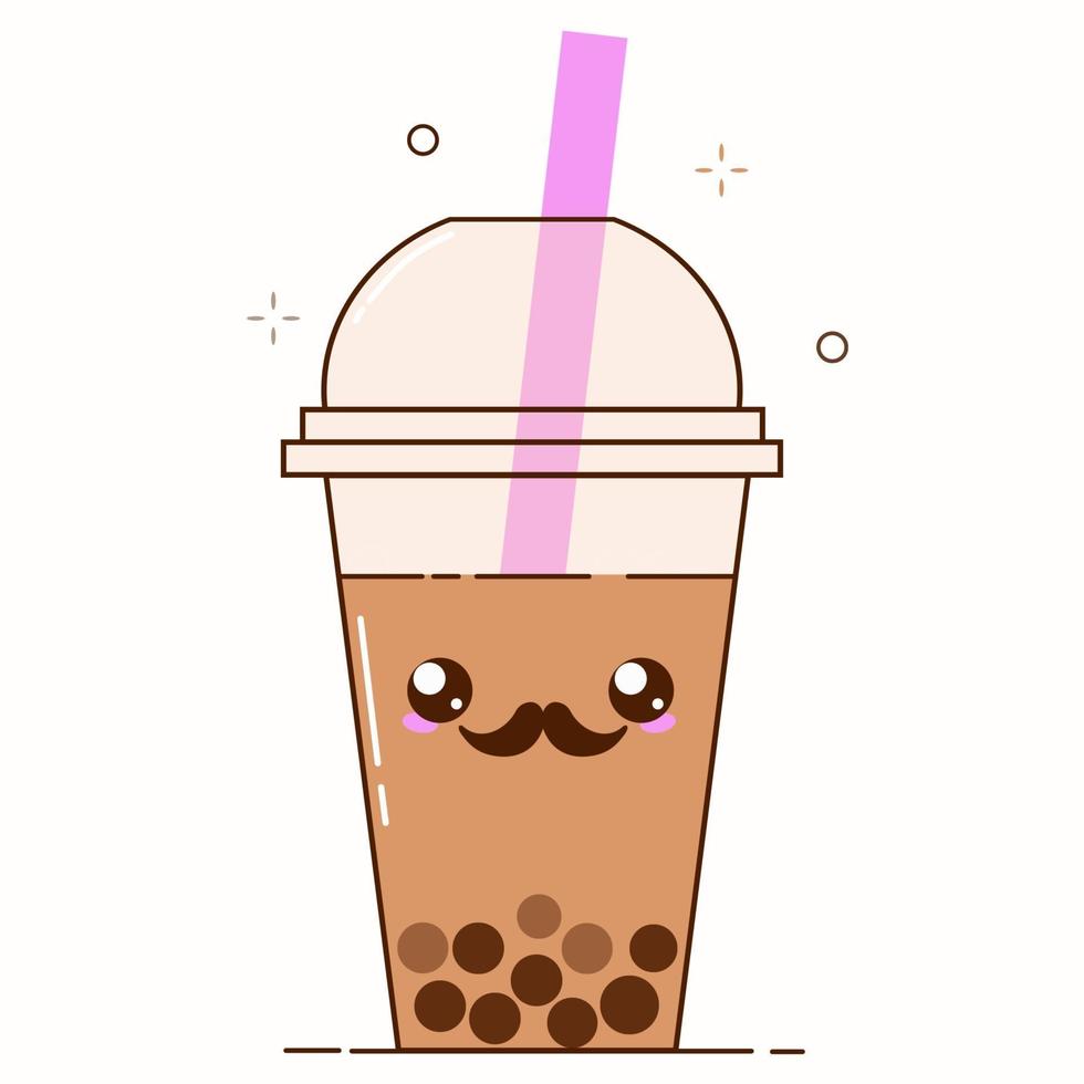 Brown bubble milk tea ads with delicious tapioca black pearls. Boba vector