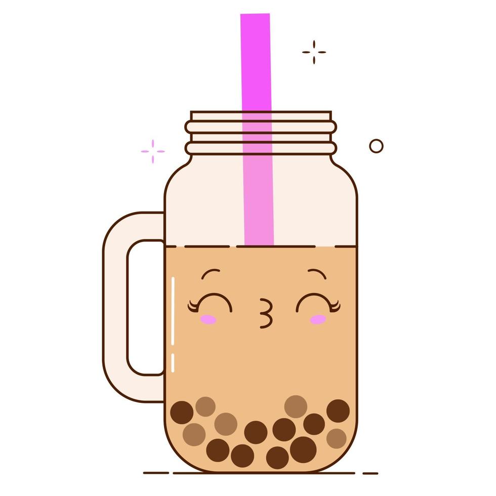 Brown bubble milk tea ads with delicious tapioca black pearls. vector