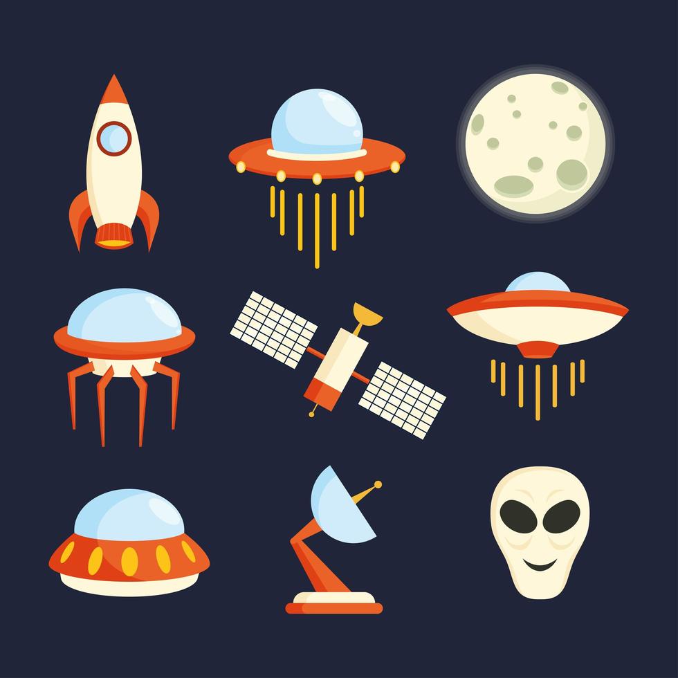 conjunto de iconos de ovni espacial vector