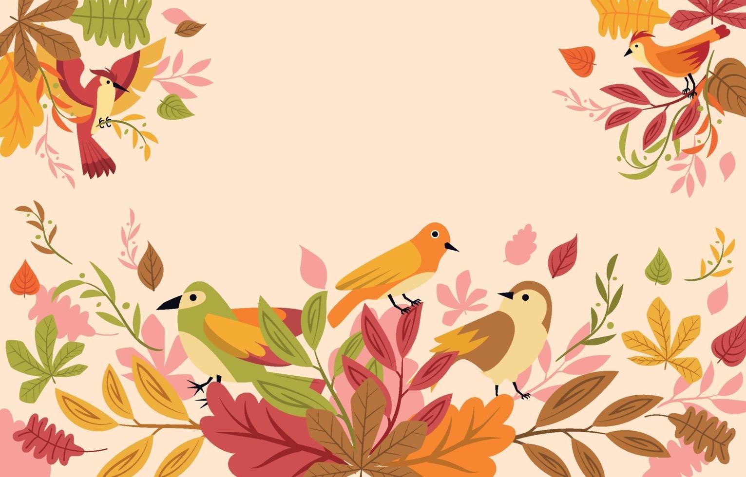 Autumn Nature with Flora and Fauna Background vector