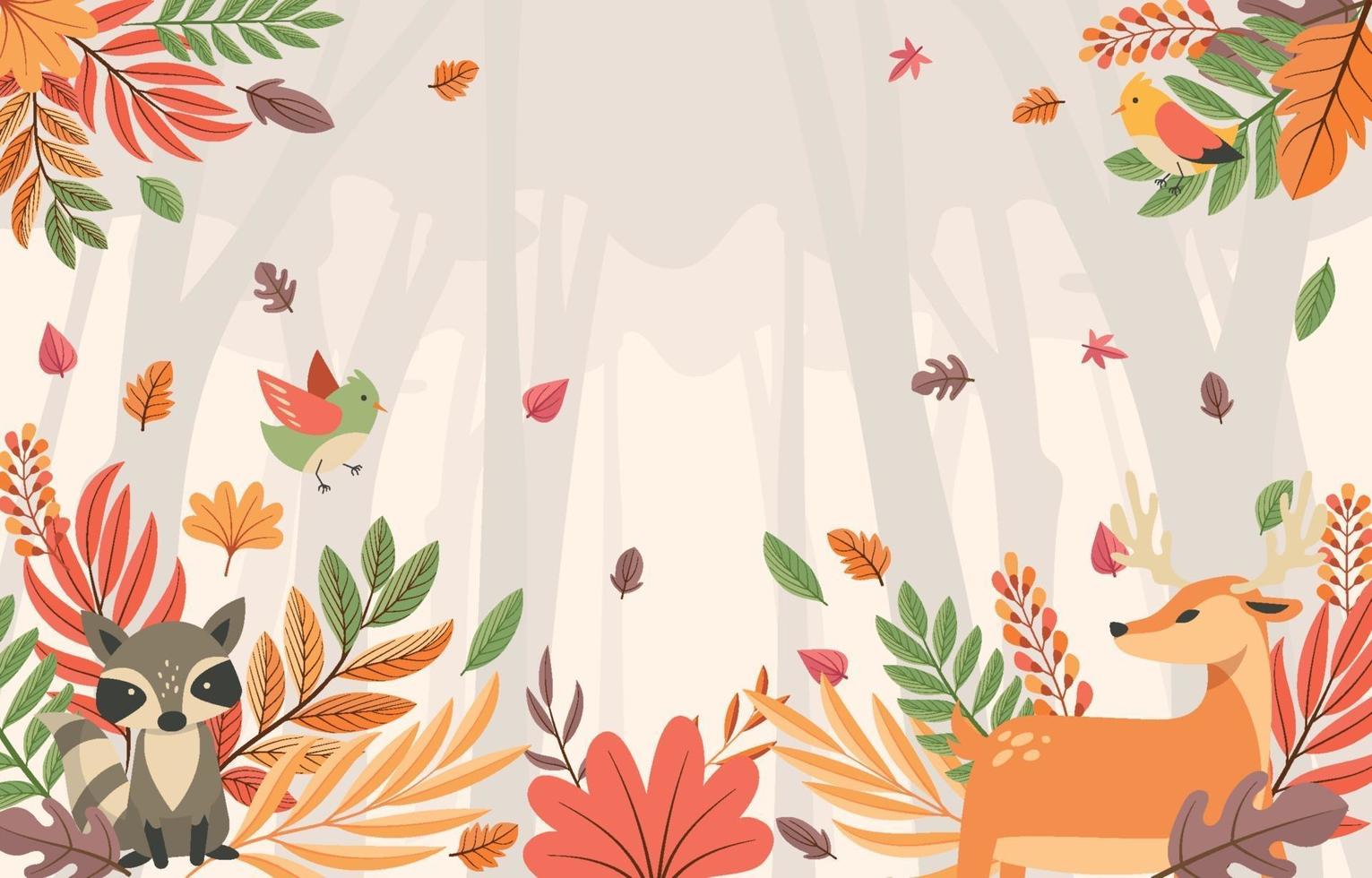 Autumn Nature with Flora and Fauna vector