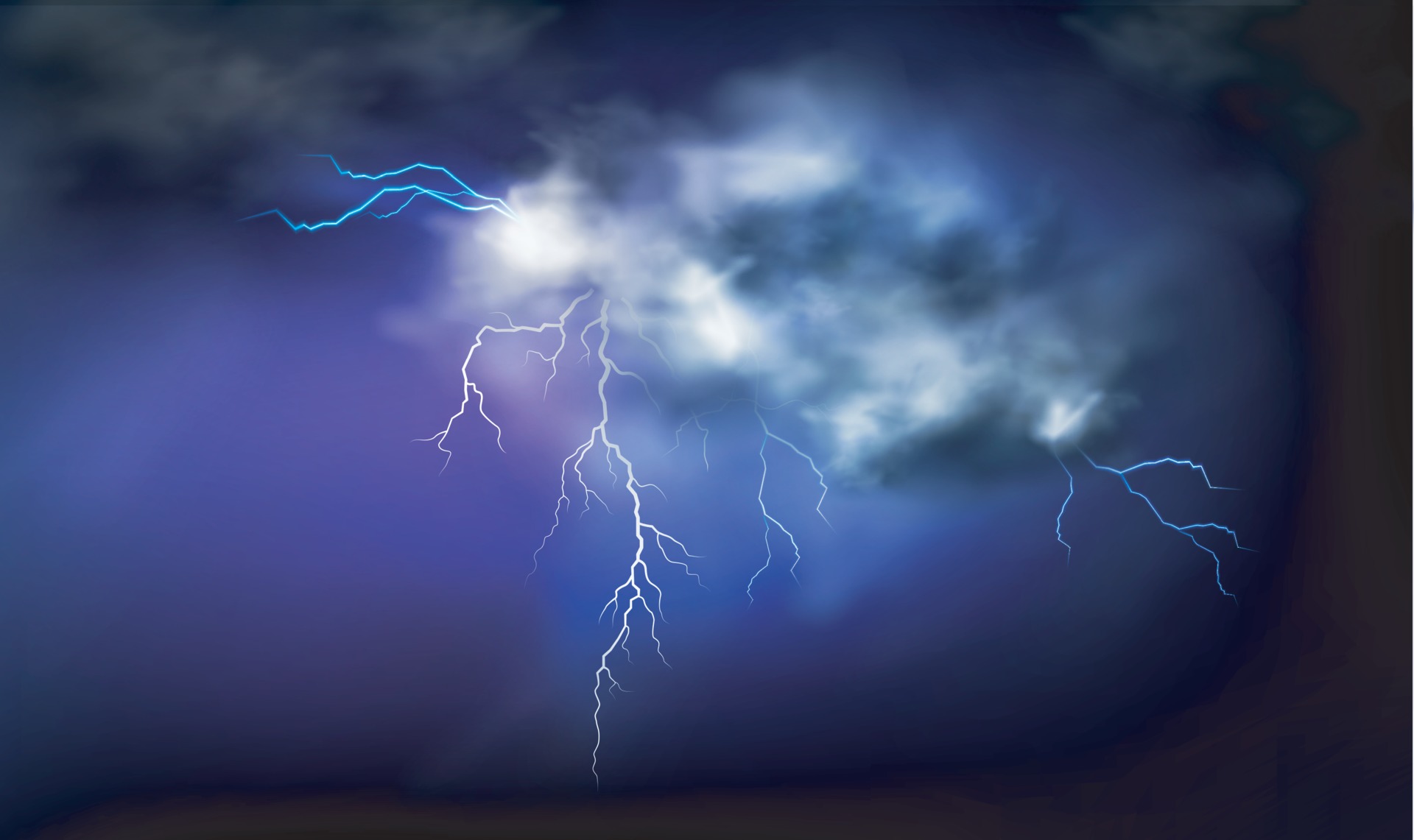 Lightning strikes and thundercloud. 3030664 Vector Art at Vecteezy