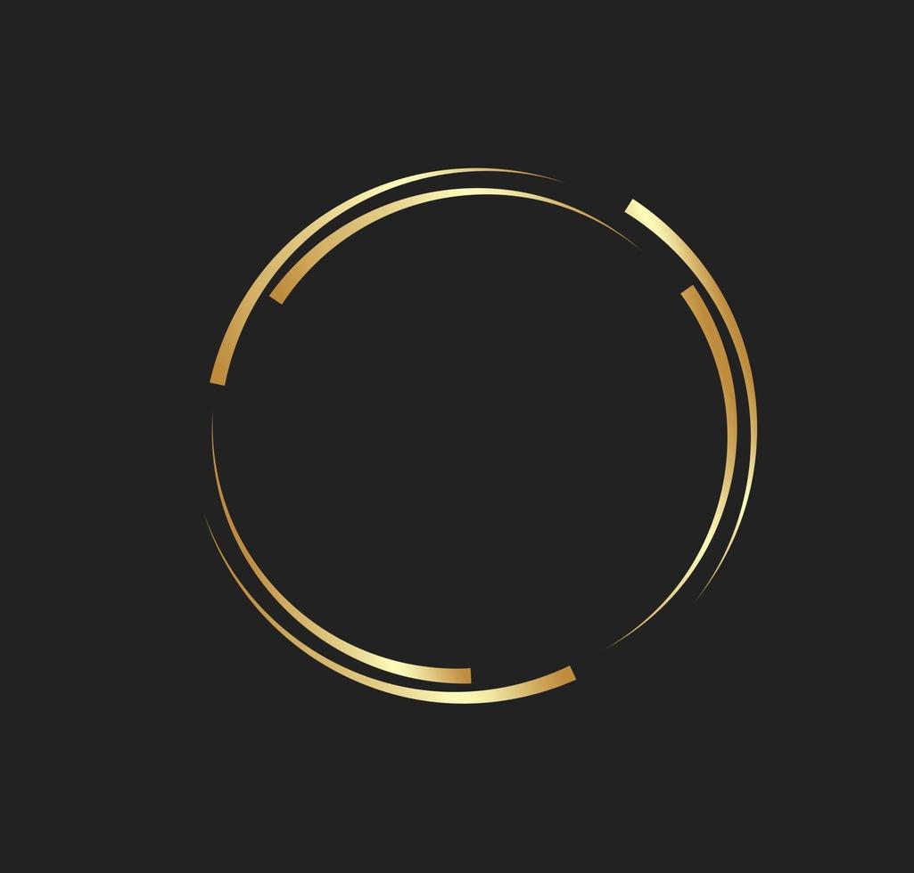líneas doradas abstractas en forma de círculo, elemento de diseño de logotipo de lujo vector