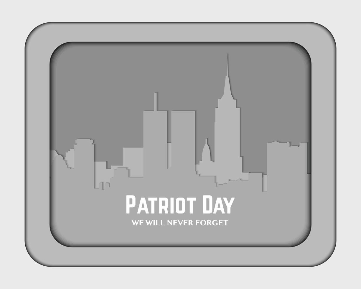 America Patriot Day New York Landscape Frame Papercut vector