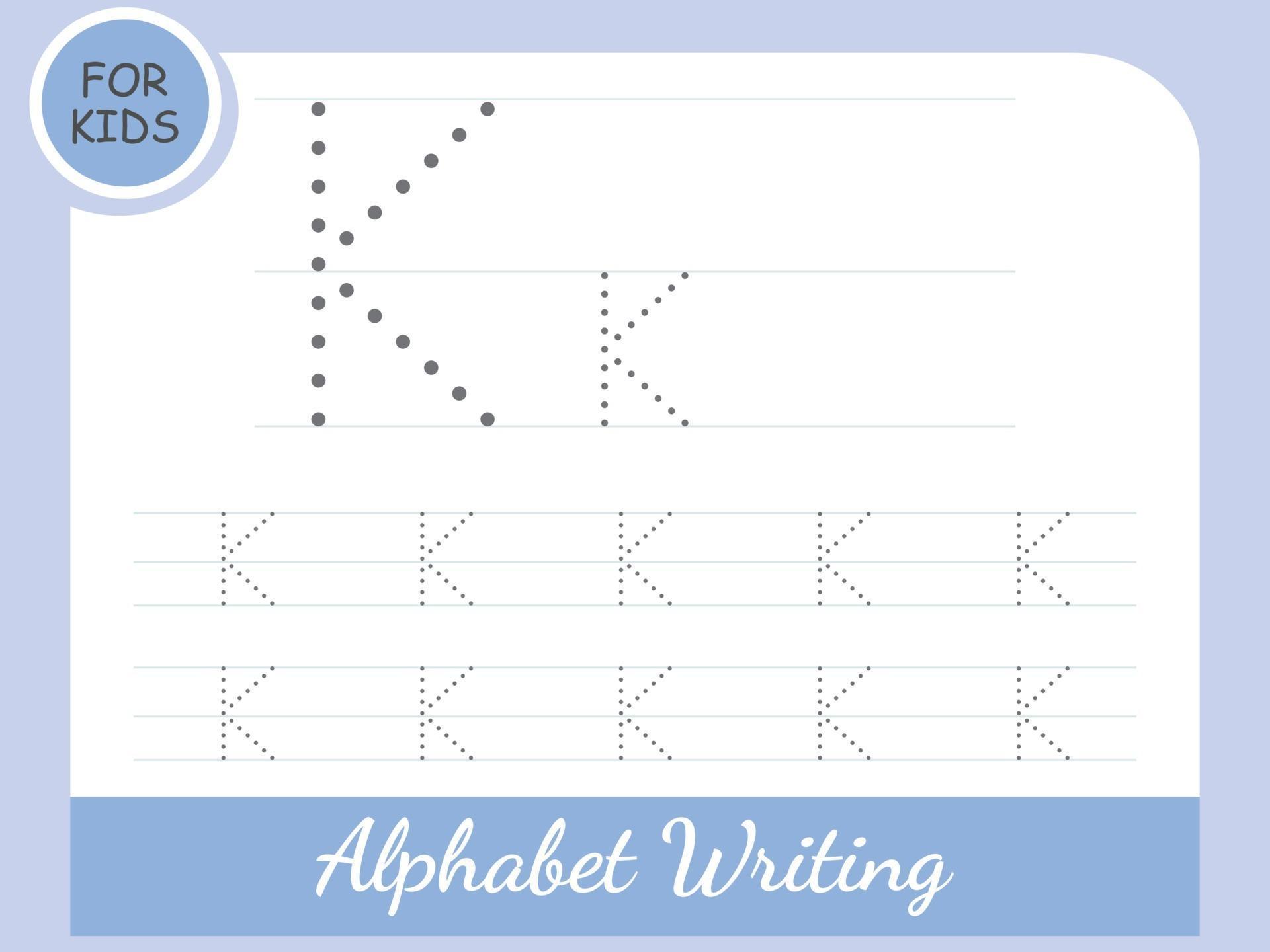 letter k tracing alphabet worksheets free vector 3030721
