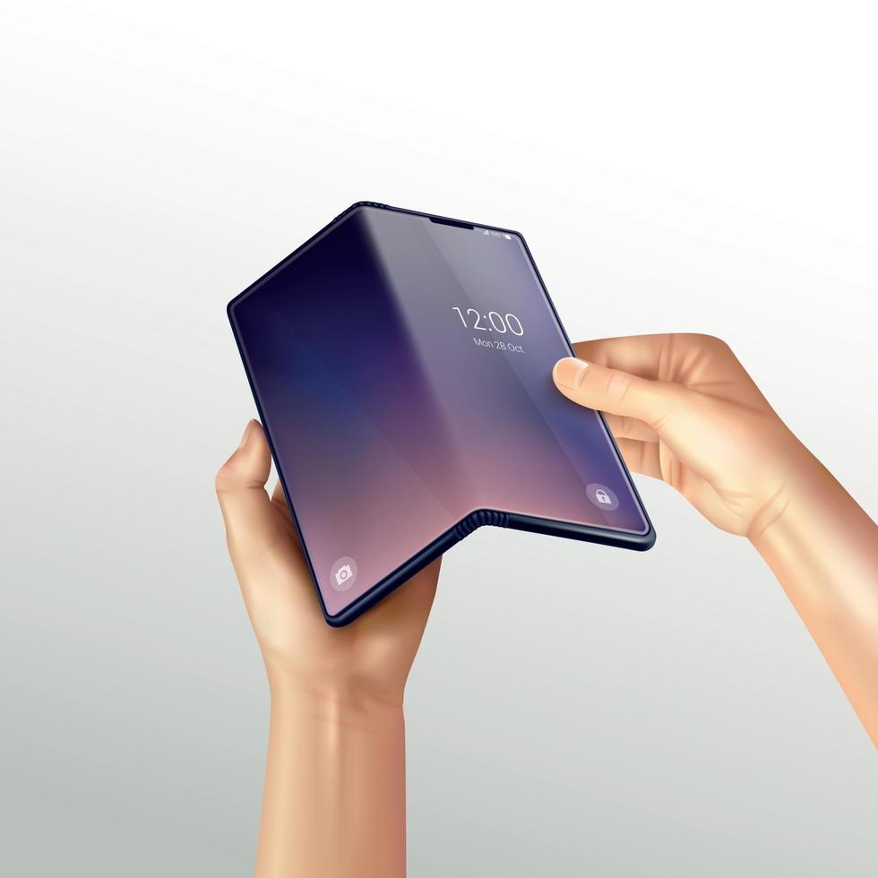 Foldable Smartphone Realistic Composition Vector Illustration