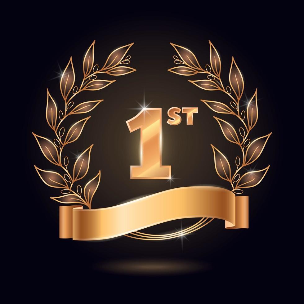 First Place Emblem Realistic Concept Vector Illustration