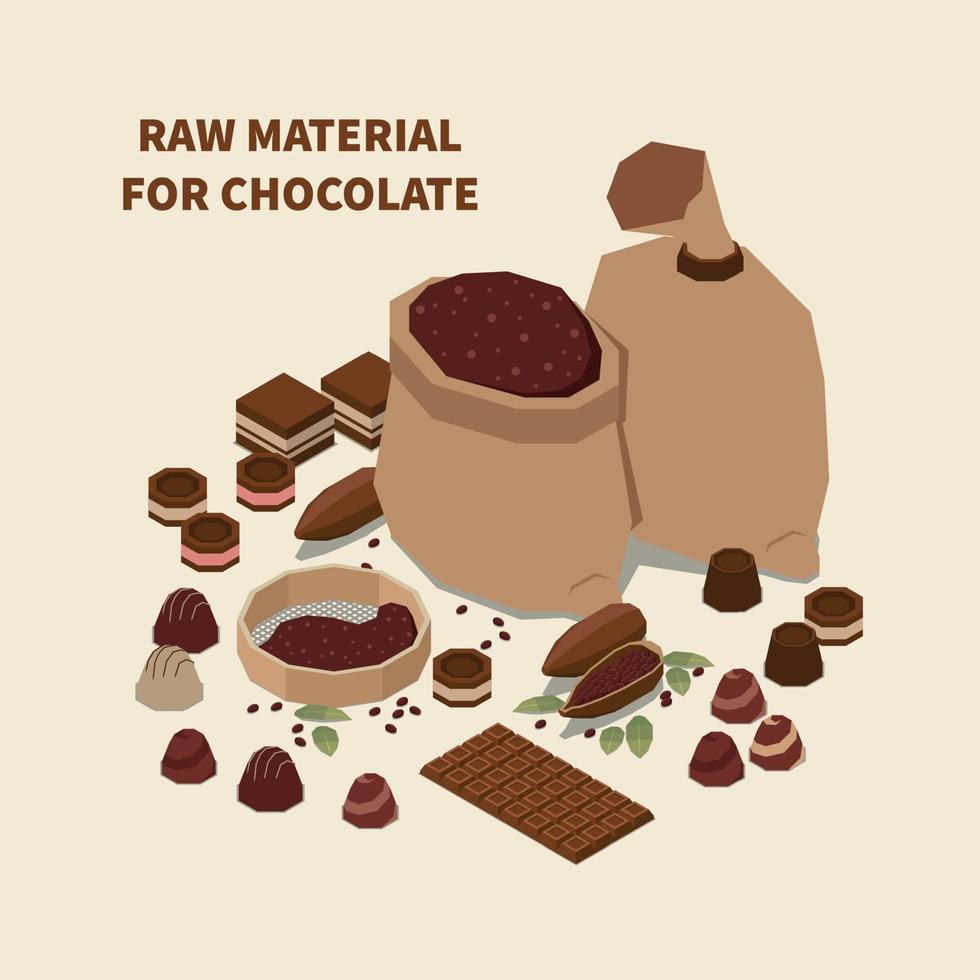 Ilustración de vector de fondo isomérico de chocolate