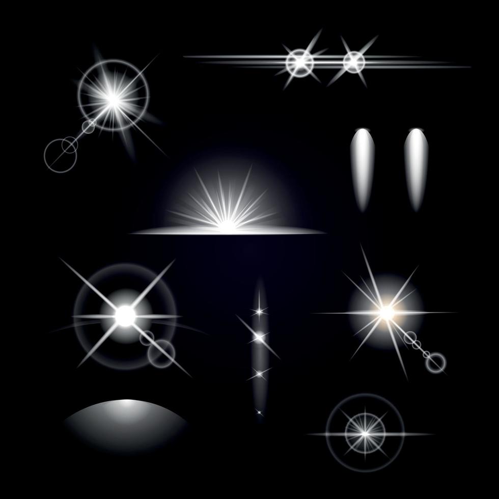 efectos de luz conjunto de iconos ilustración vectorial vector