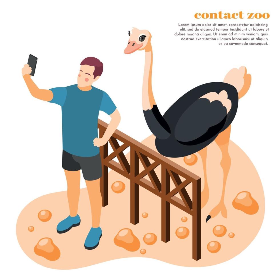 Póngase en contacto con el zoológico aislado composición ilustración vectorial vector