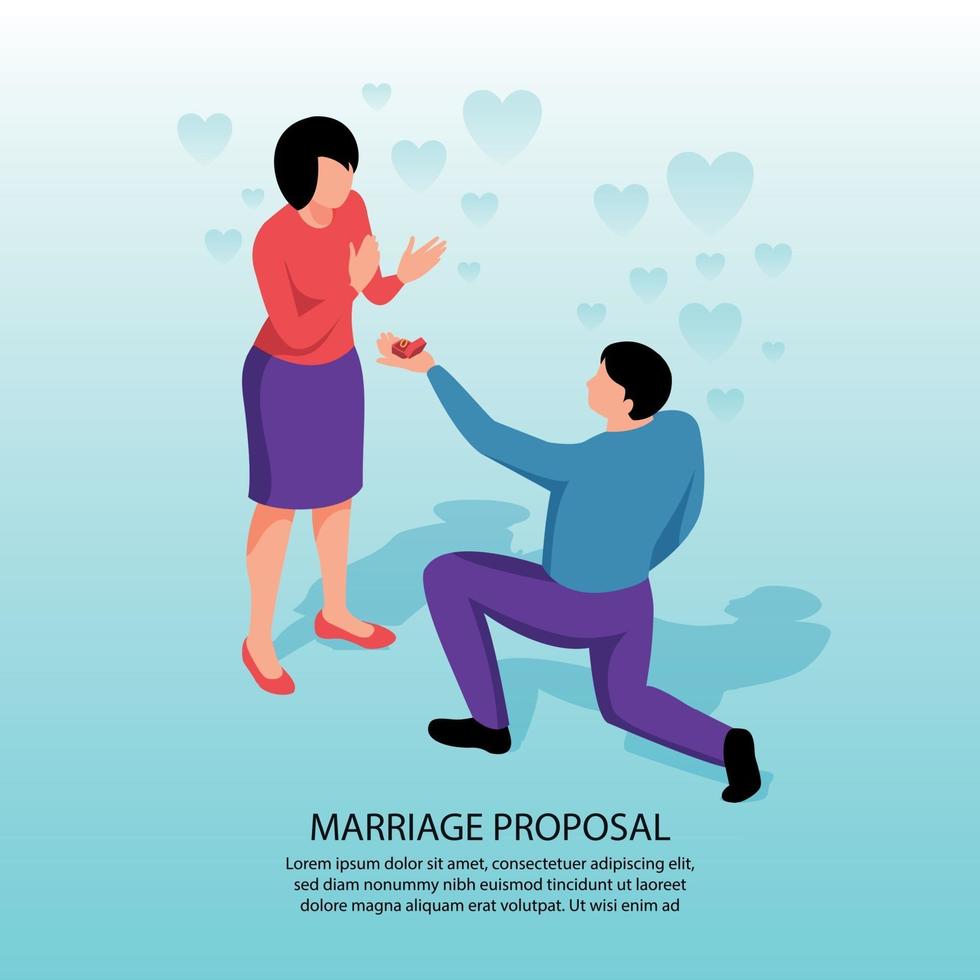 Marriage Proposal Isometric Background Vector Illustration