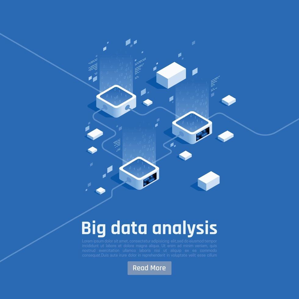Big Data Analysis Isometric Background Vector Illustration