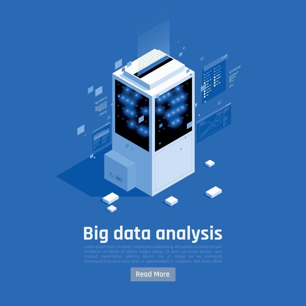 Big Data Analysis Isometric Background Vector Illustration