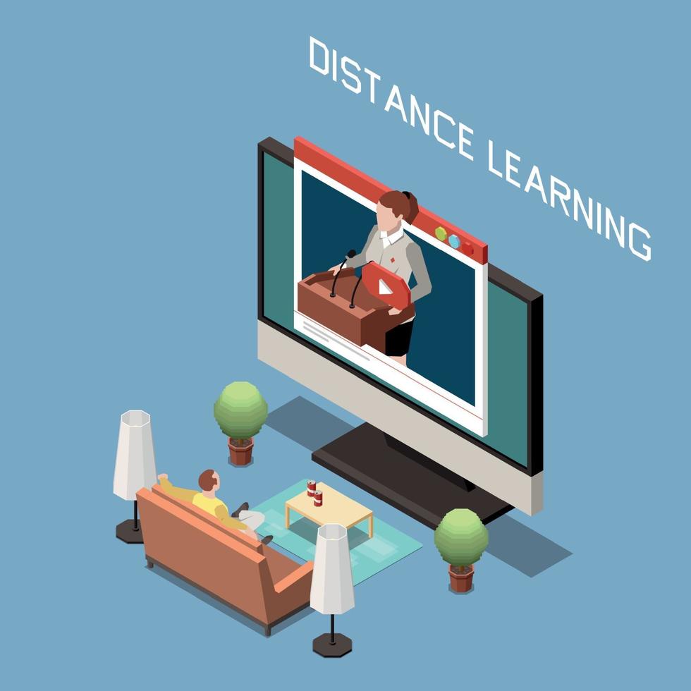 Distance Learning Isometric Design Concept Vector Illustration