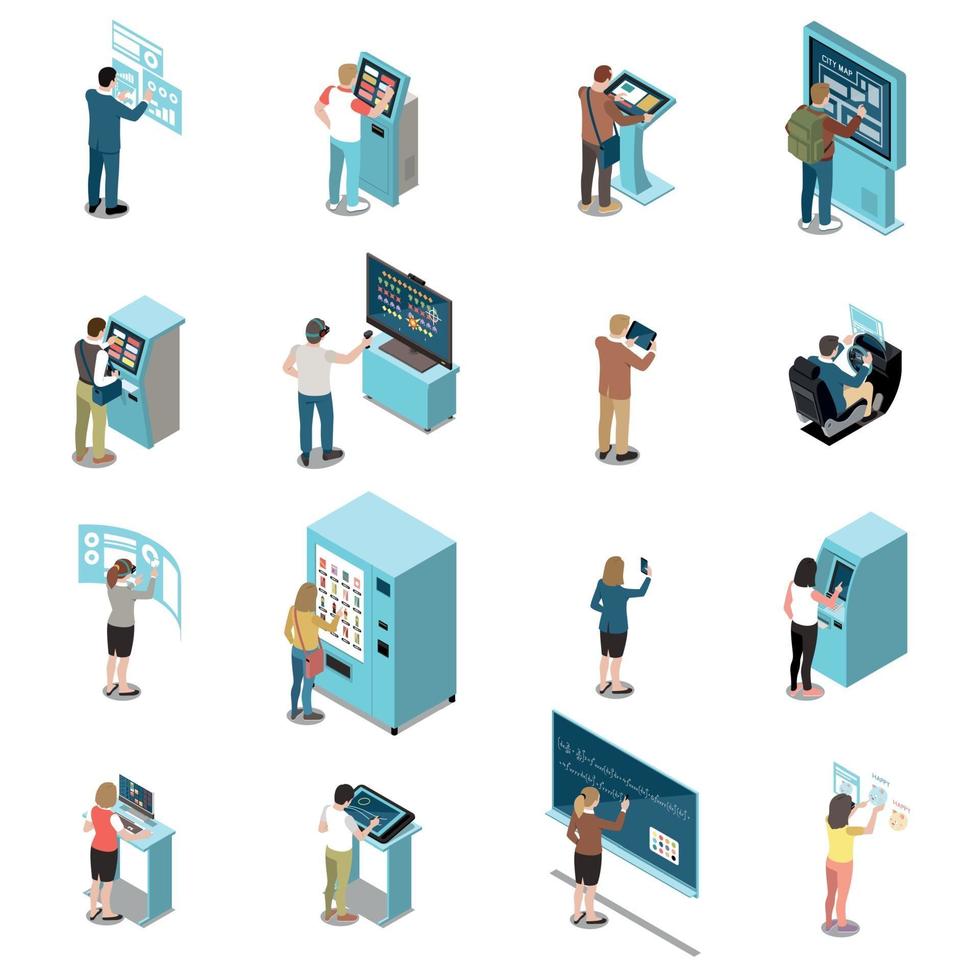 People And Interfaces Color Isolated Icons Vector Illustration