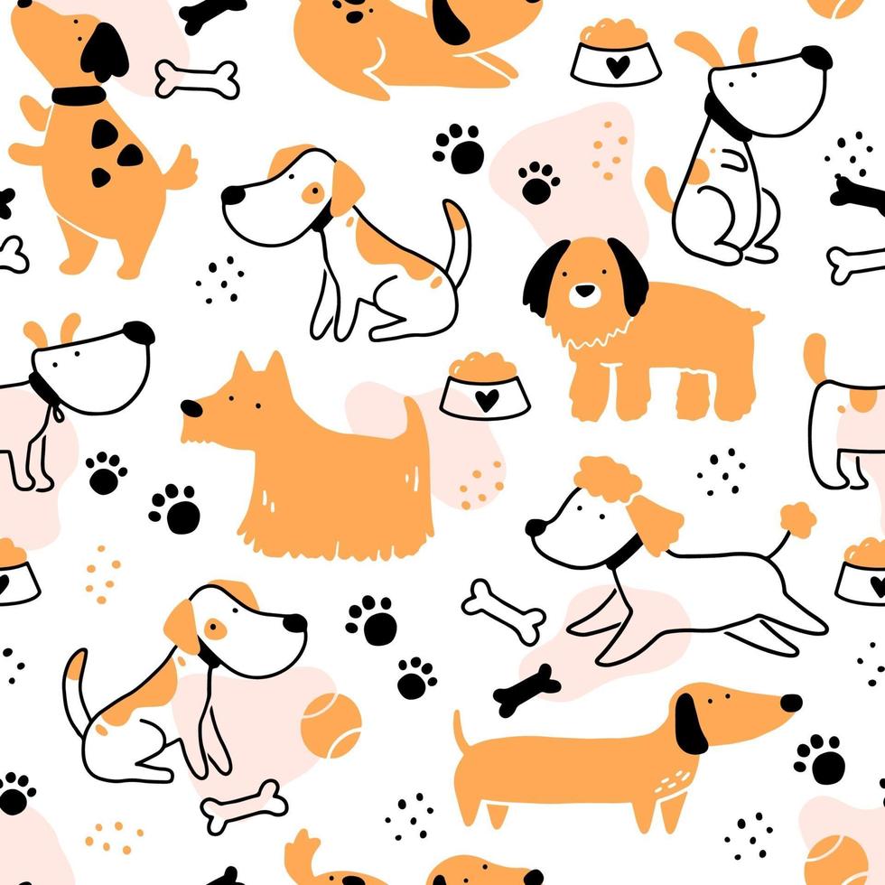 Seamless pattern of cute dog puppy. vector