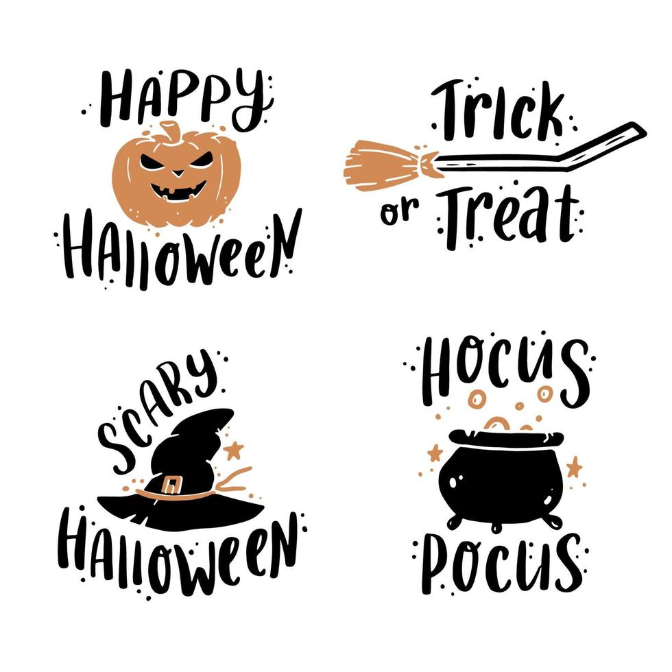 Hand drawn lettering quote of Hallooween. Vector illustration.