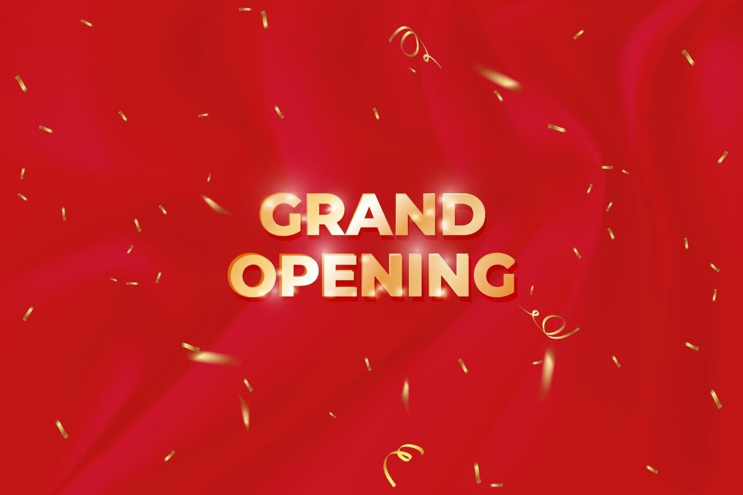 grand opening banner with confetti on red background. vector