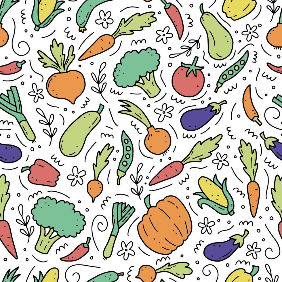 dibujados a mano de patrones sin fisuras de verduras. ilustración vectorial. vector