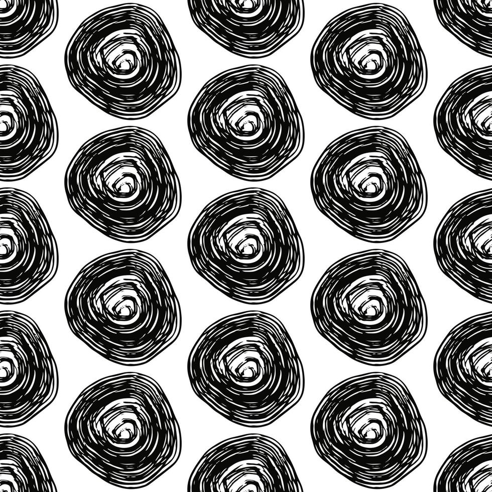 Abstract seamless pattern with hand drawn grunge circle swirl. vector