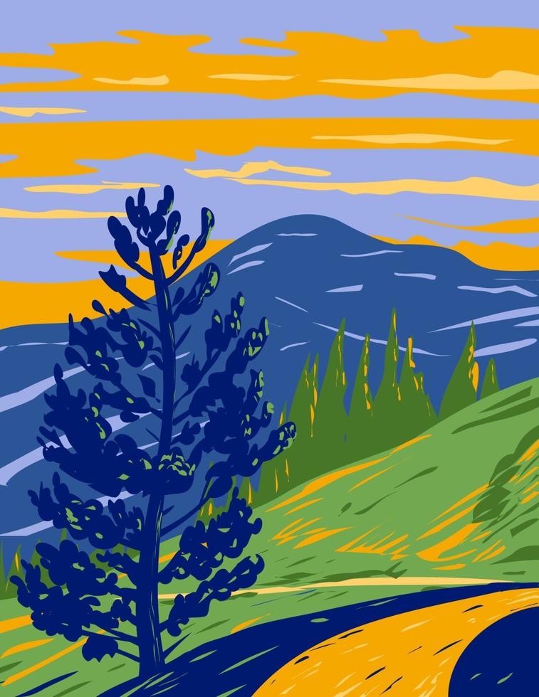 Mt Washburn Trail Yellowstone National Park WPA Art vector