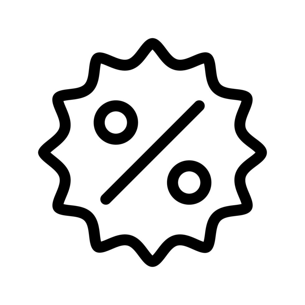 Icono de esquema de vector blanco y negro de signo de descuento o pago