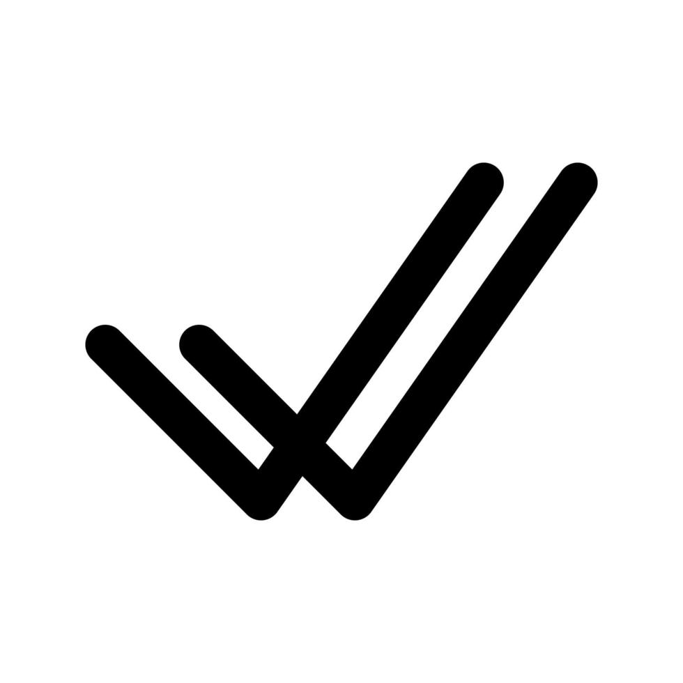 Double check sign black and white vector outline icon receive or done