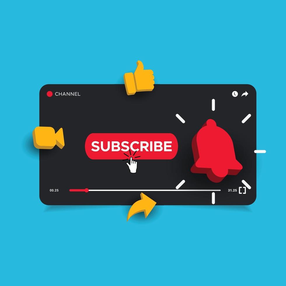 Subscribe like and share template. vector