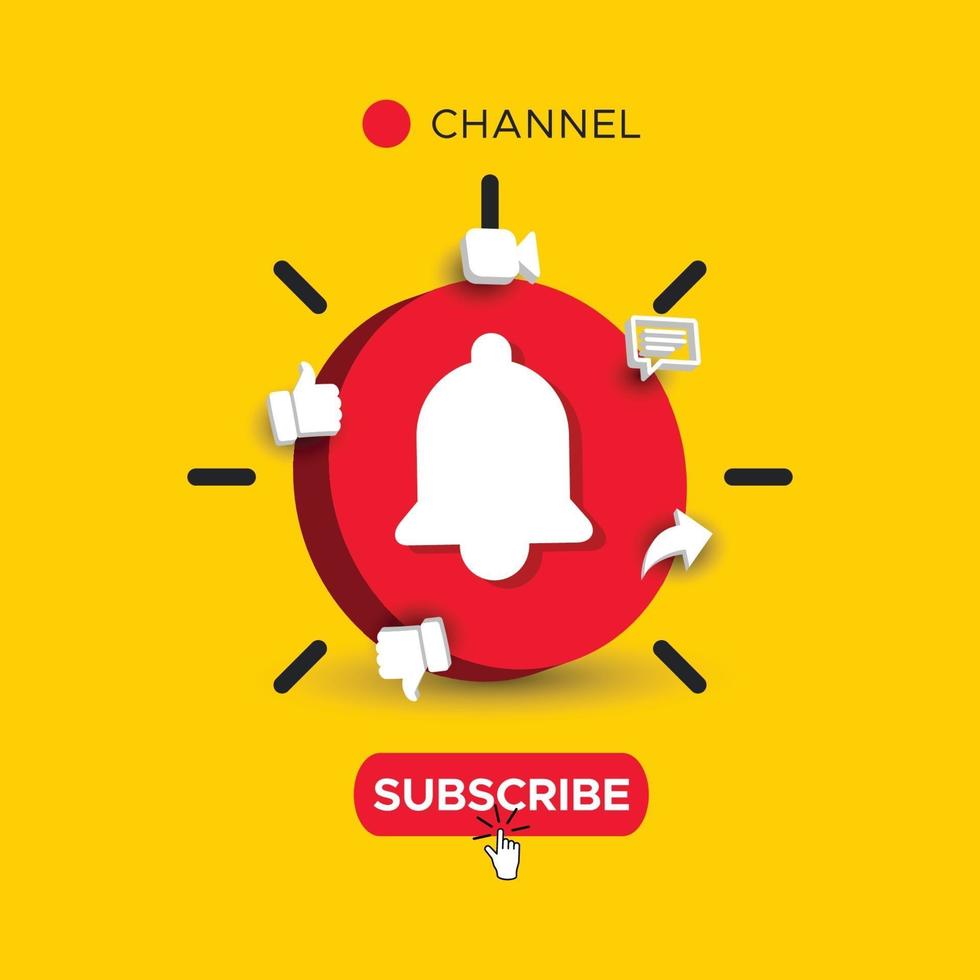Subscribe like and share template. vector