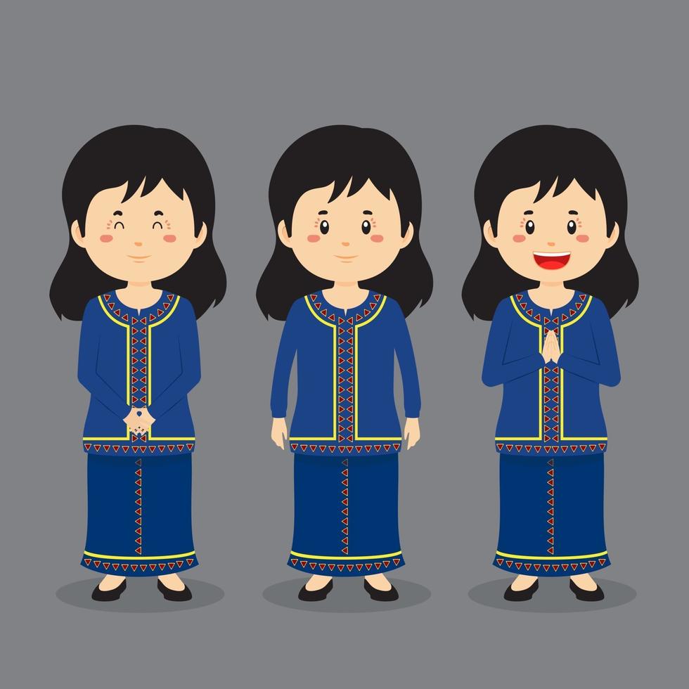 Singapore Character with Various Expression vector