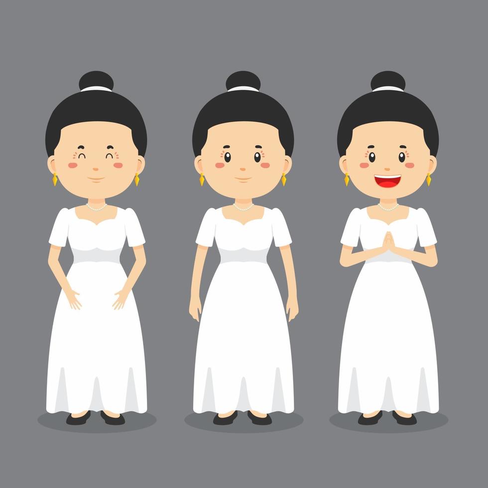 personaje de filipinas con varias expresiones. vector